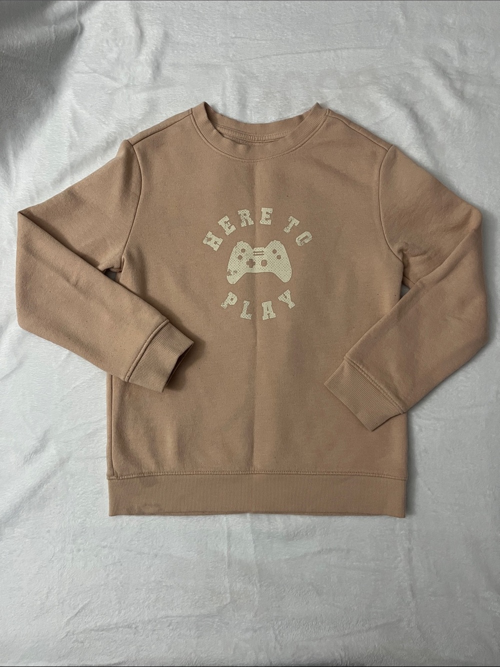 Cat & Jack Tan "Here to Play" Graphic Sweatshirt